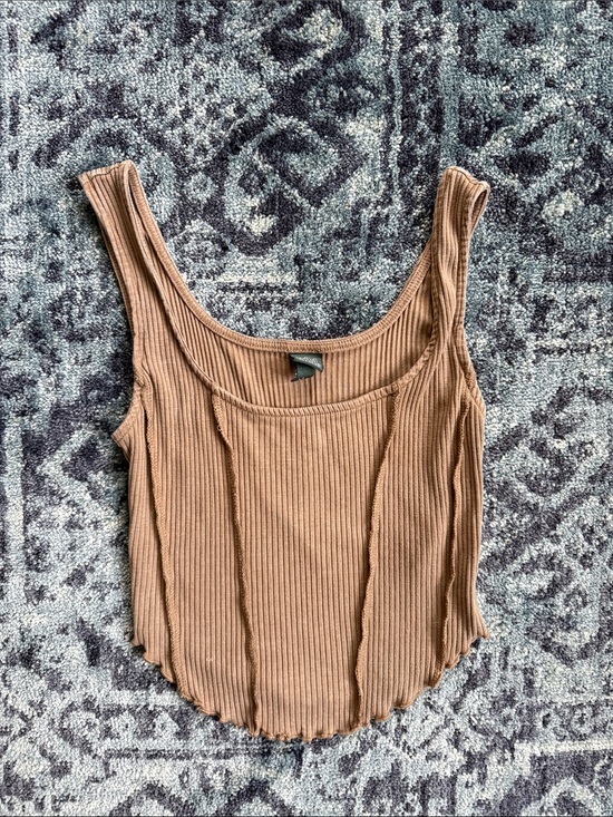 wild fable Tops - wild fable Ribbed Scoop Tank Top in Light Brown